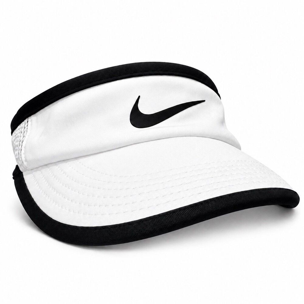 Nike AeroBill Featherlight Dri-FIT Visor Hat White Black Golf Running Adjustable